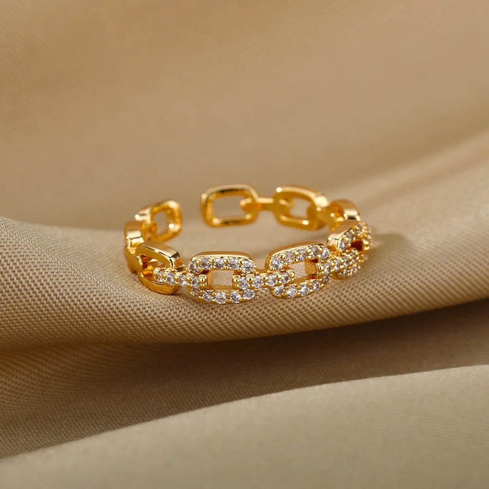 LuxeLink Diamond Chain Ring