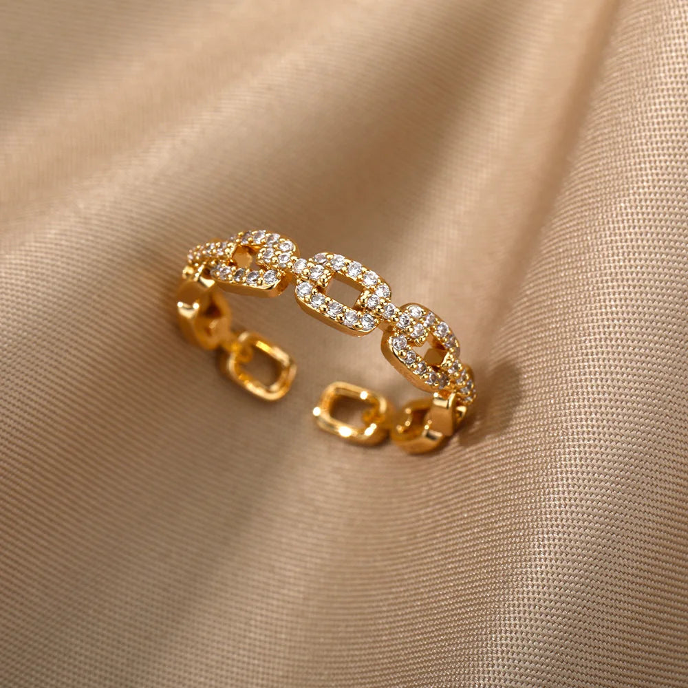 LuxeLink Diamond Chain Ring