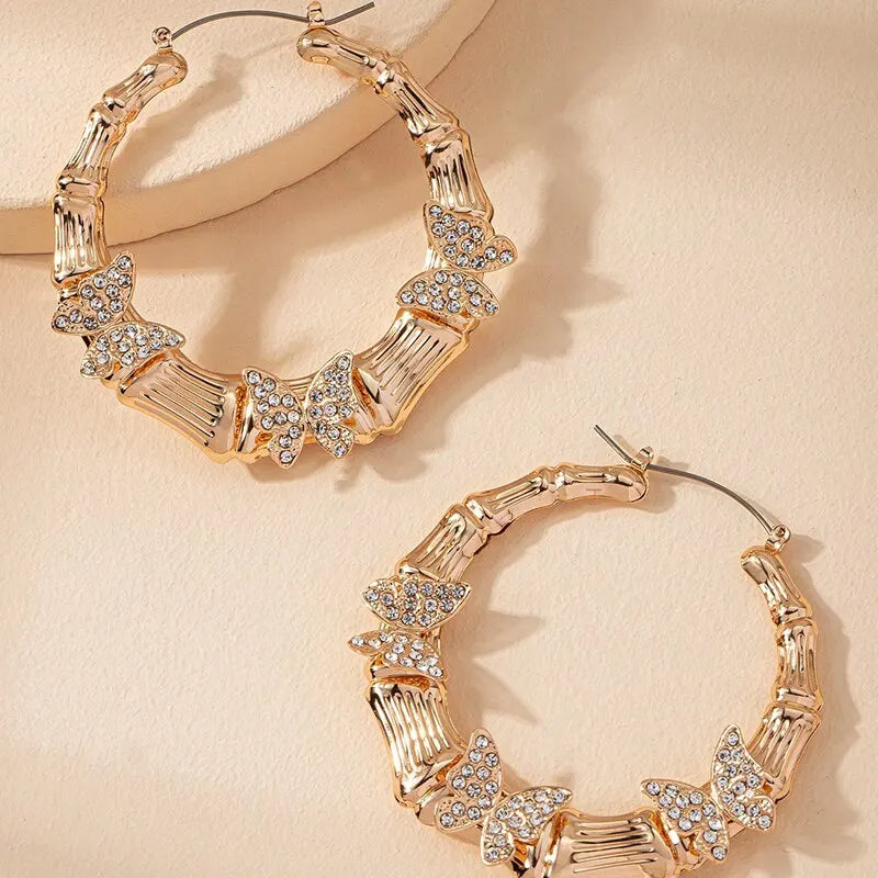 Butterfly Glam Crystal Hoop Earrings