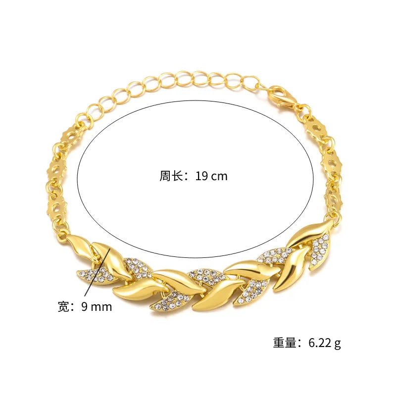 Golden Luxe Leaf Crystal Bracelet