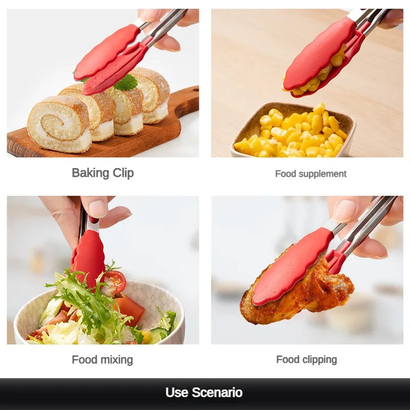 GripEase Silicone Kitchen Tongs Set