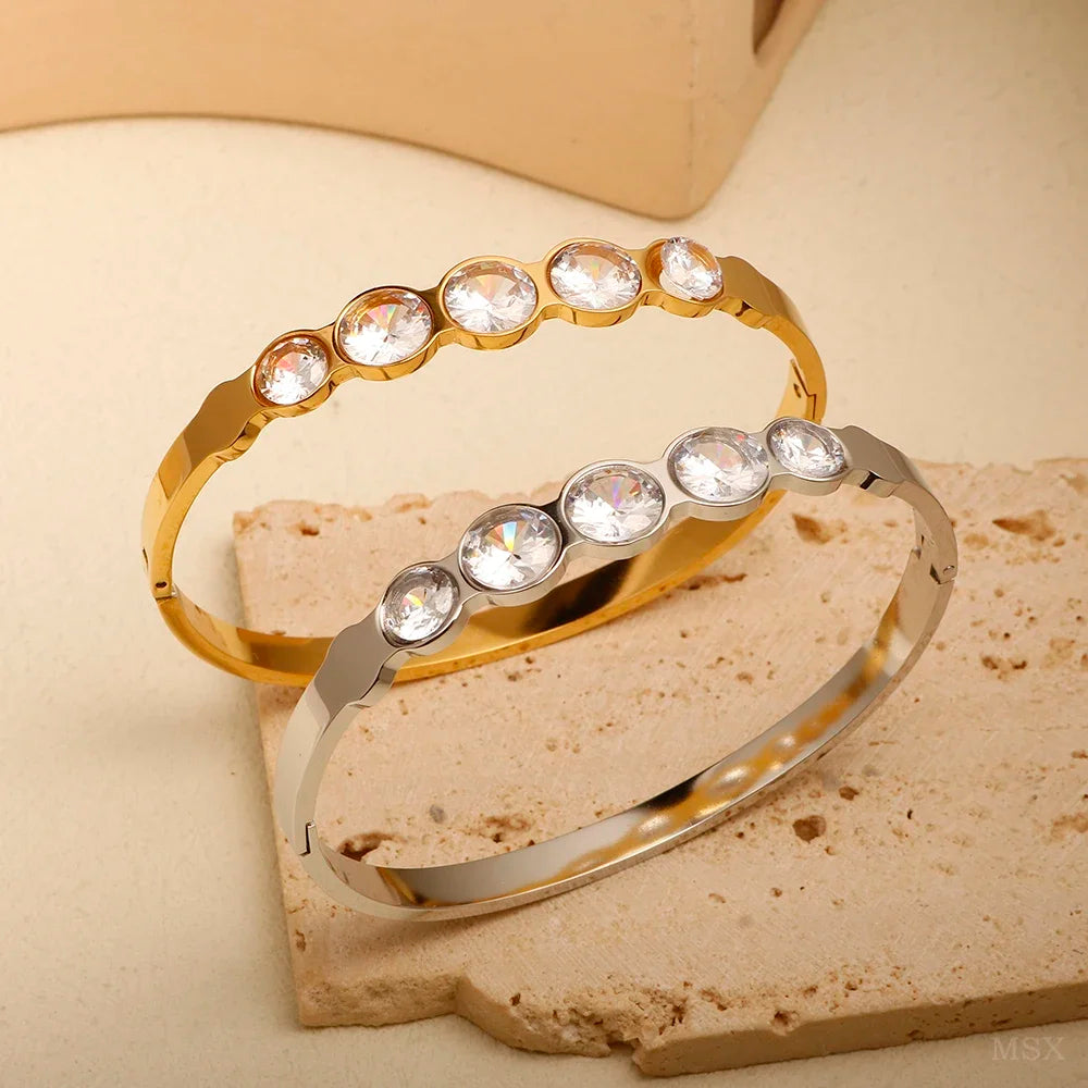 Luxe Five-Stone Crystal Bangle
