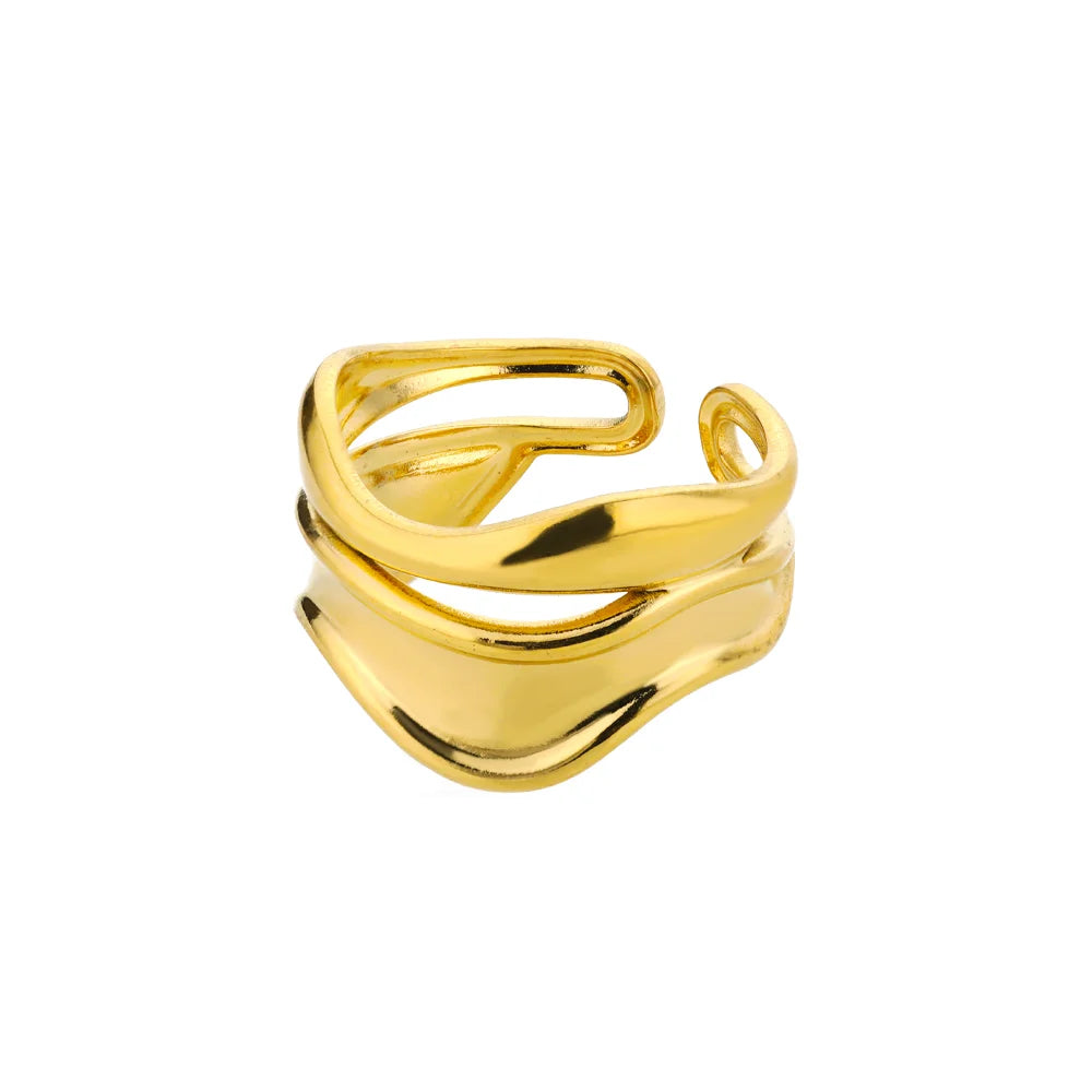 Aurora Curve Adjustable Gold Ring Collection