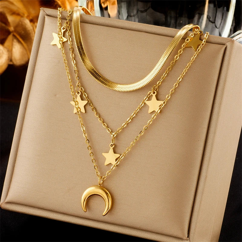 Golden Charm Layered Necklace Collection”