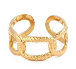 Bold Axis Geometric Gold Ring