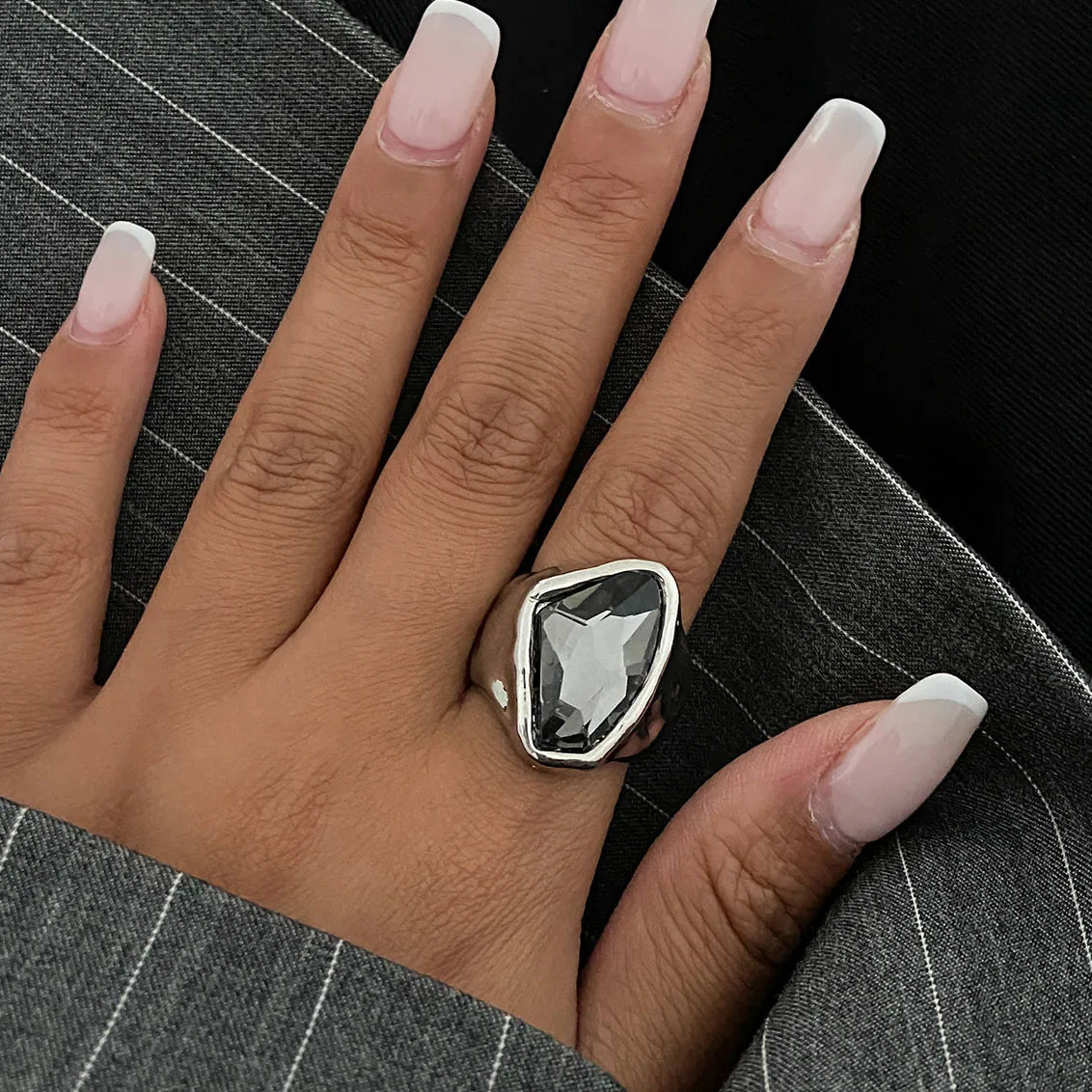 SilverAura Minimal Gem Ring Set