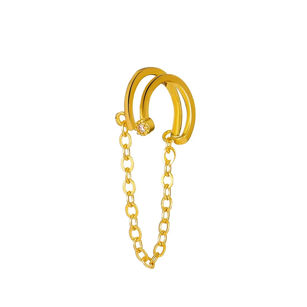 Golden ChainWave Ear Cuff