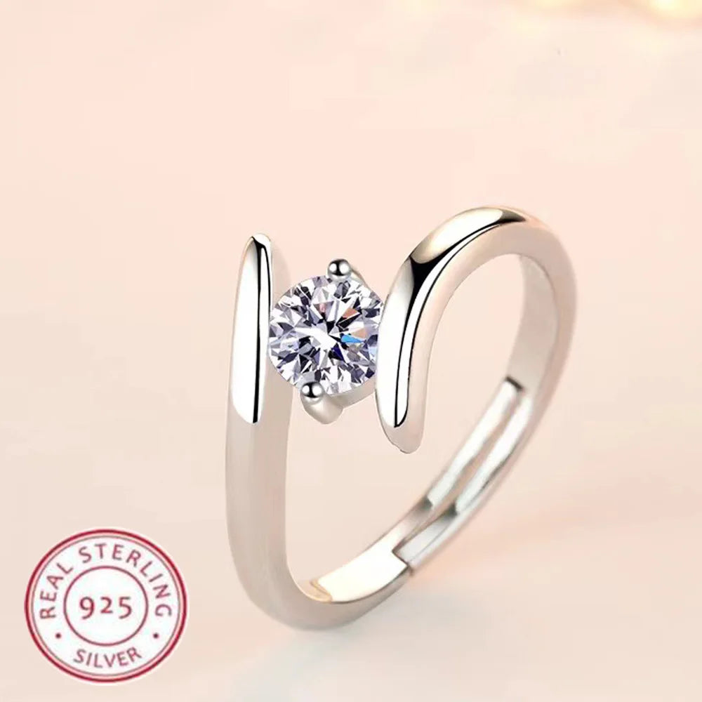 LunaGrace Sterling Solitaire Ring