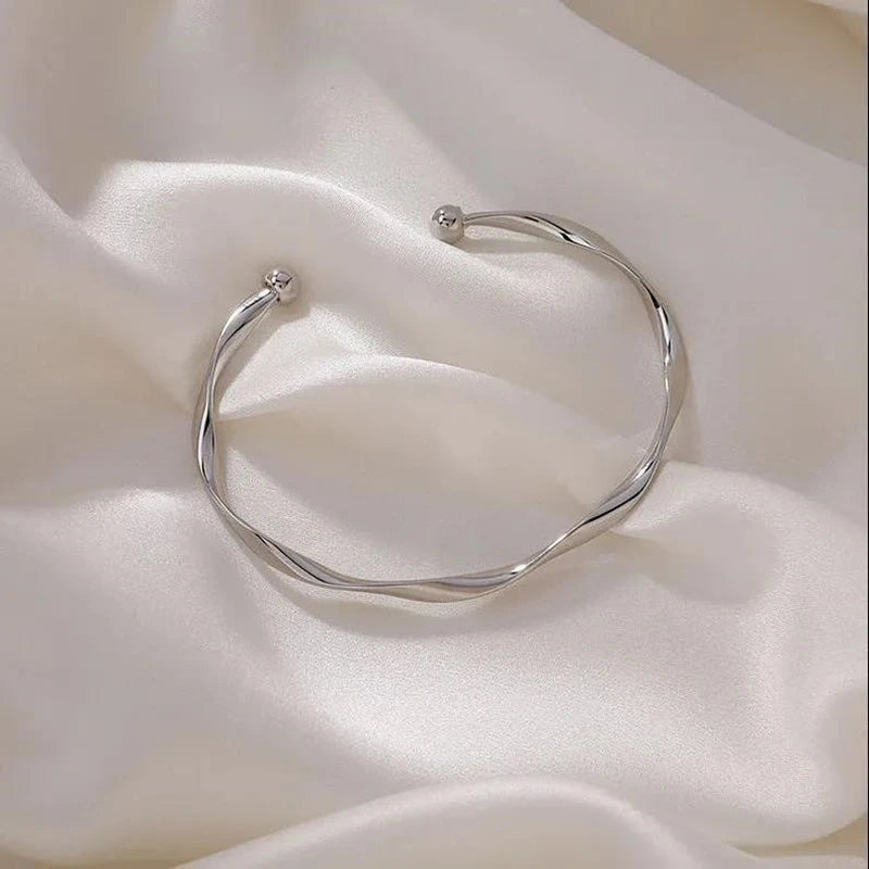 Elegant Wave Minimalist Silver Bracelet