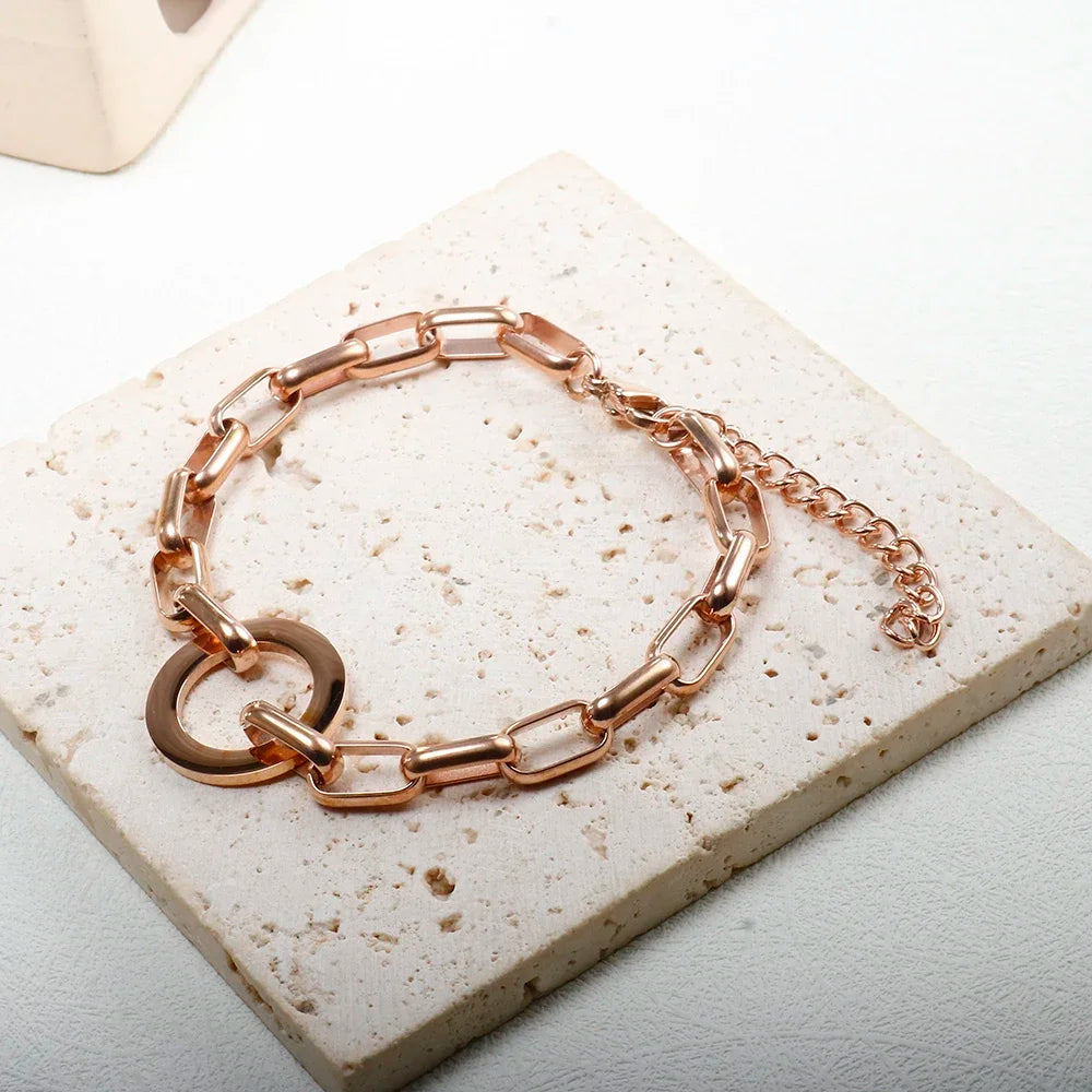 Golden Heart Charm Link Bracelet