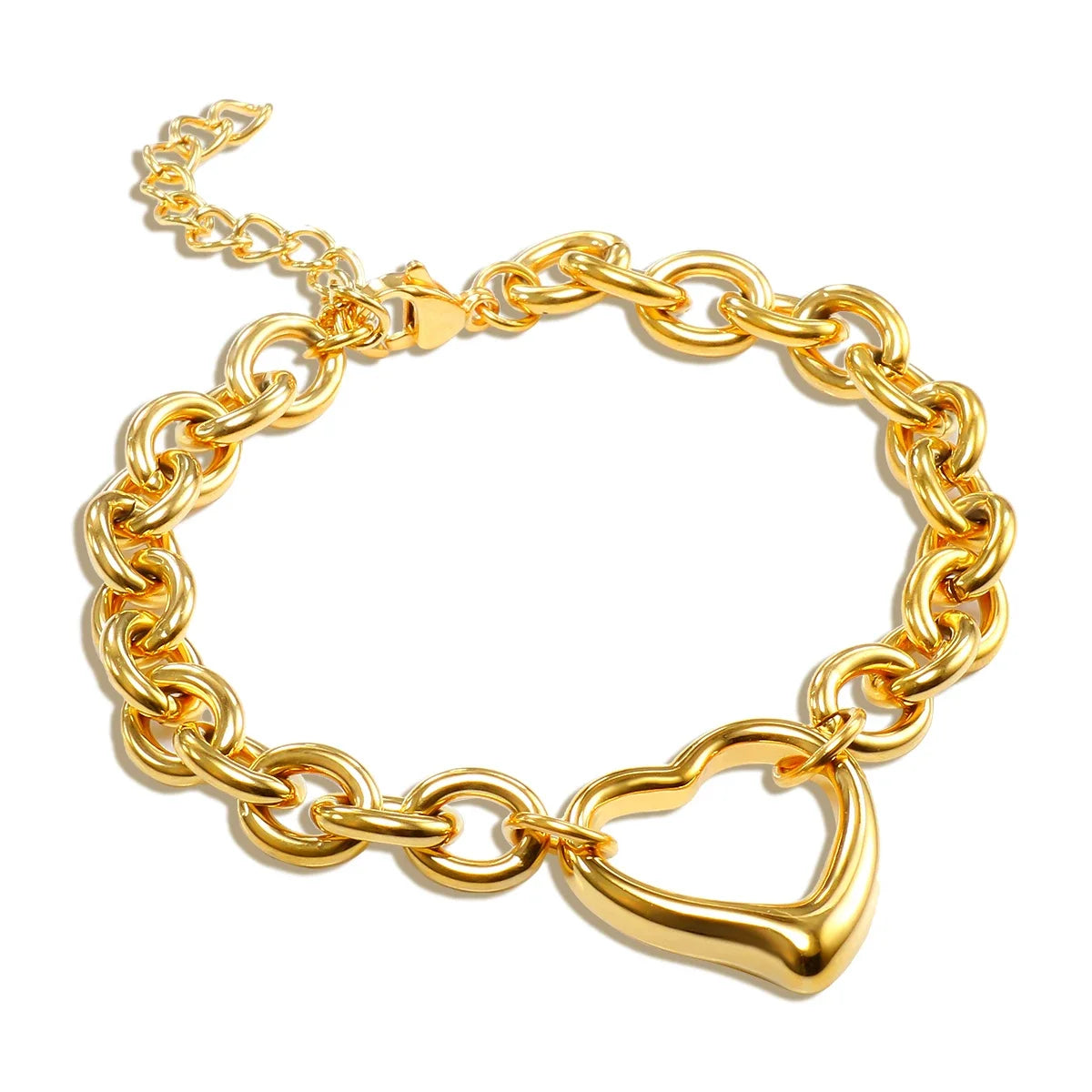 Golden Heart Charm Link Bracelet