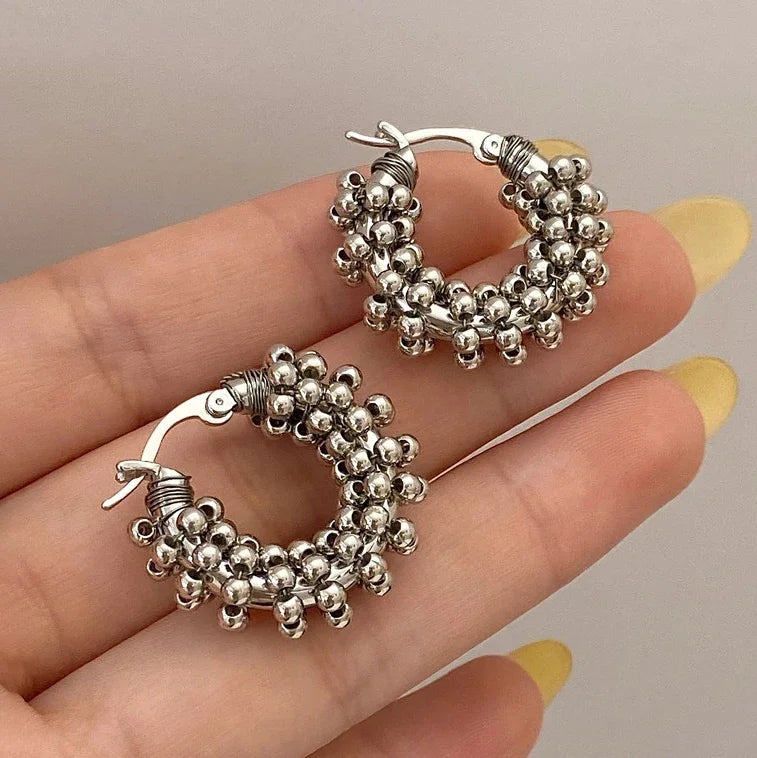Golden Cluster Hoop Earrings