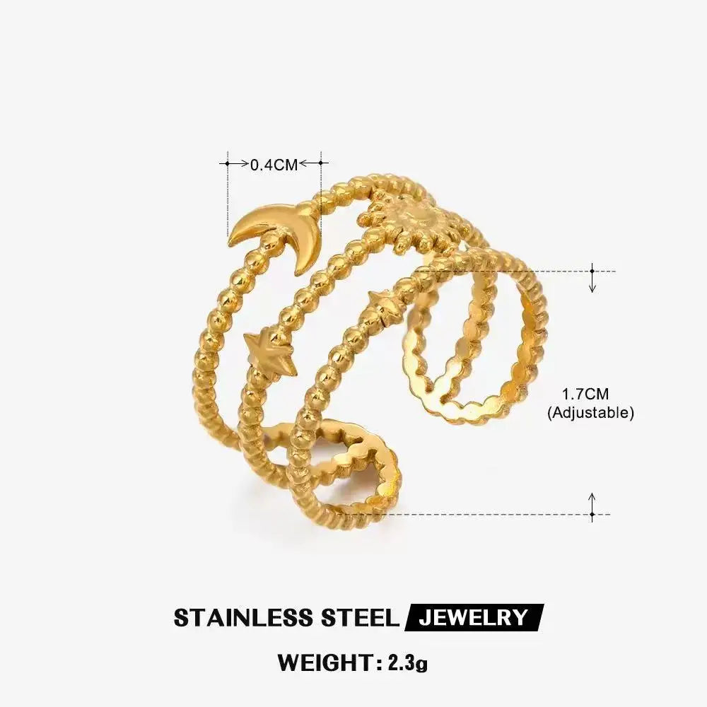 Bold Axis Geometric Gold Ring