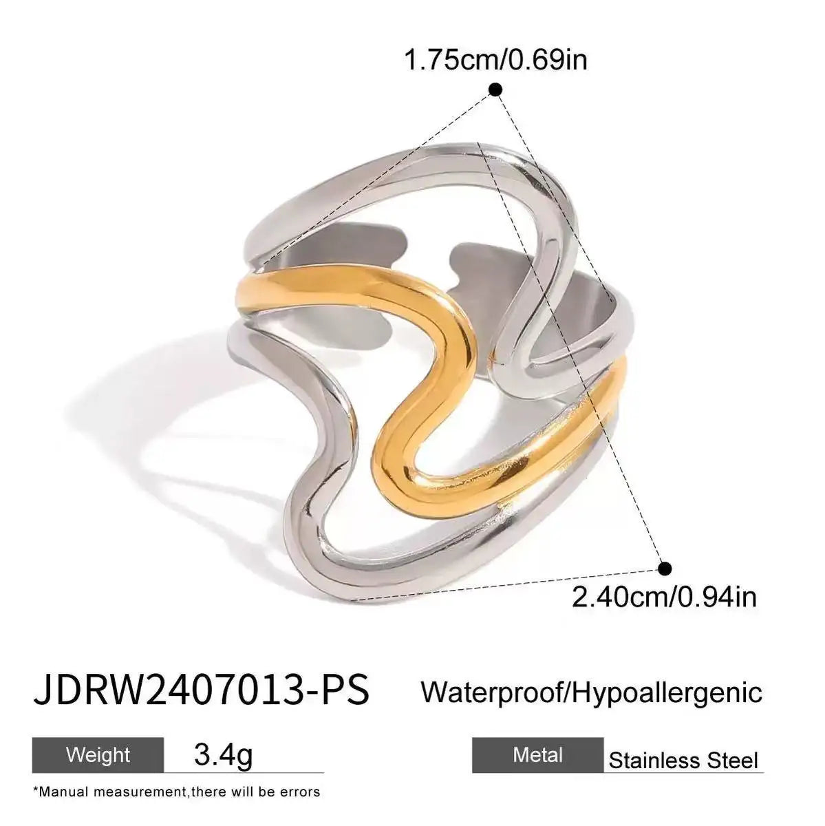 Bold Axis Geometric Gold Ring