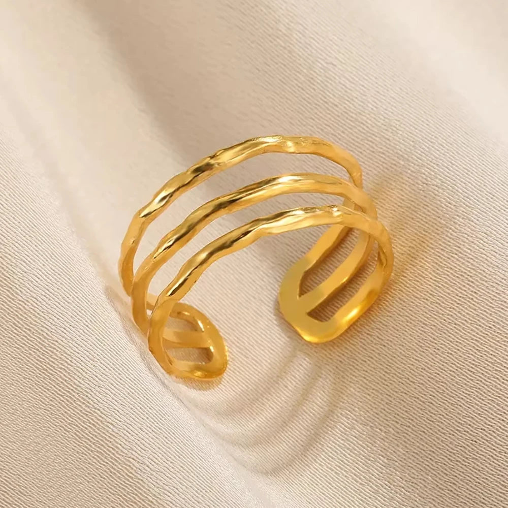 Aurora Curve Adjustable Gold Ring Collection