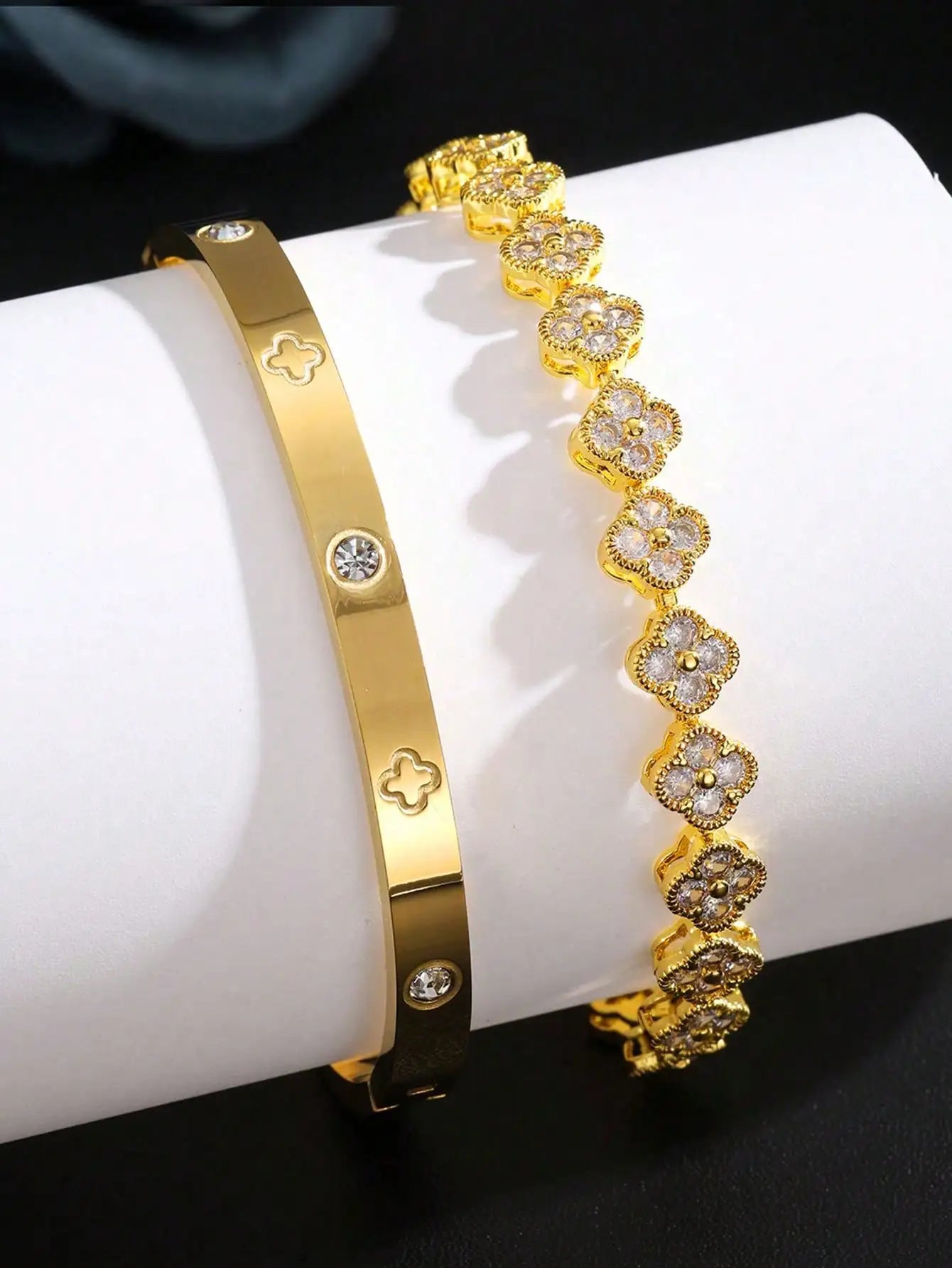 Golden Bloom Duo Bracelet Set