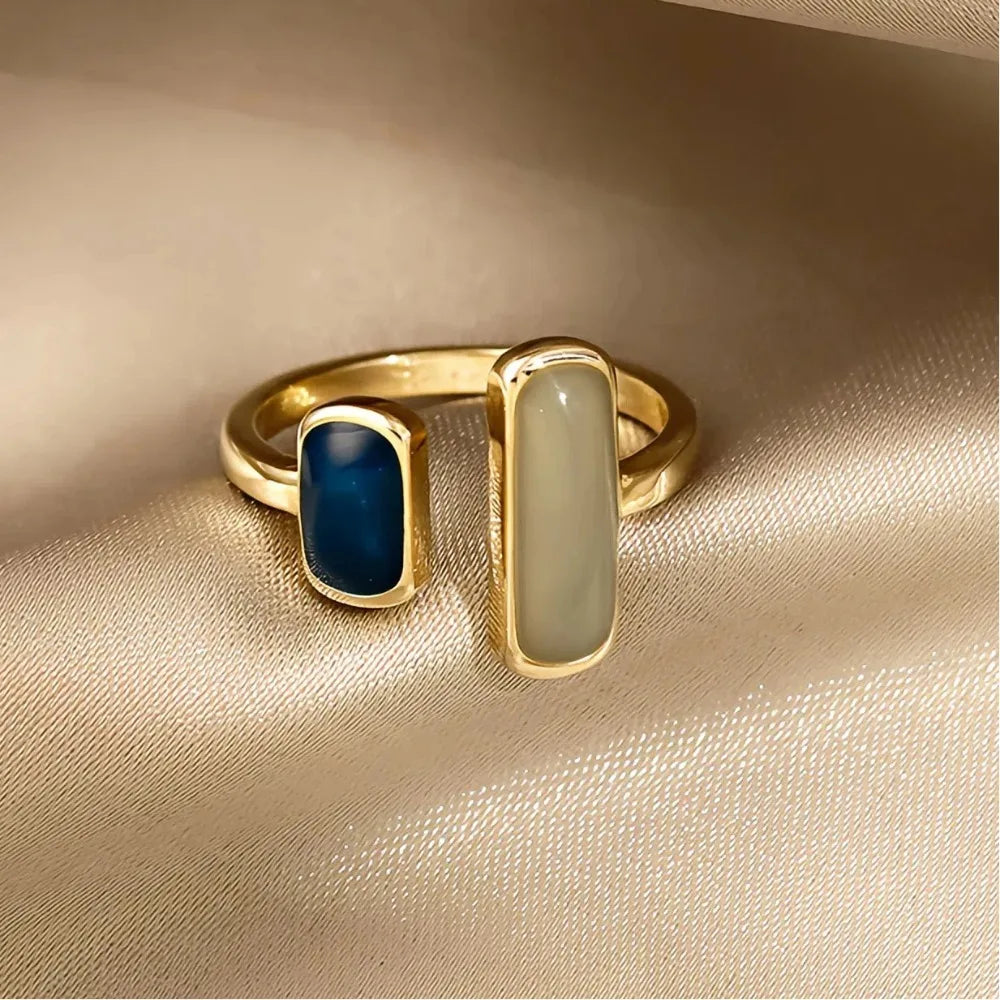 Dual Elegance Adjustable Stone Ring