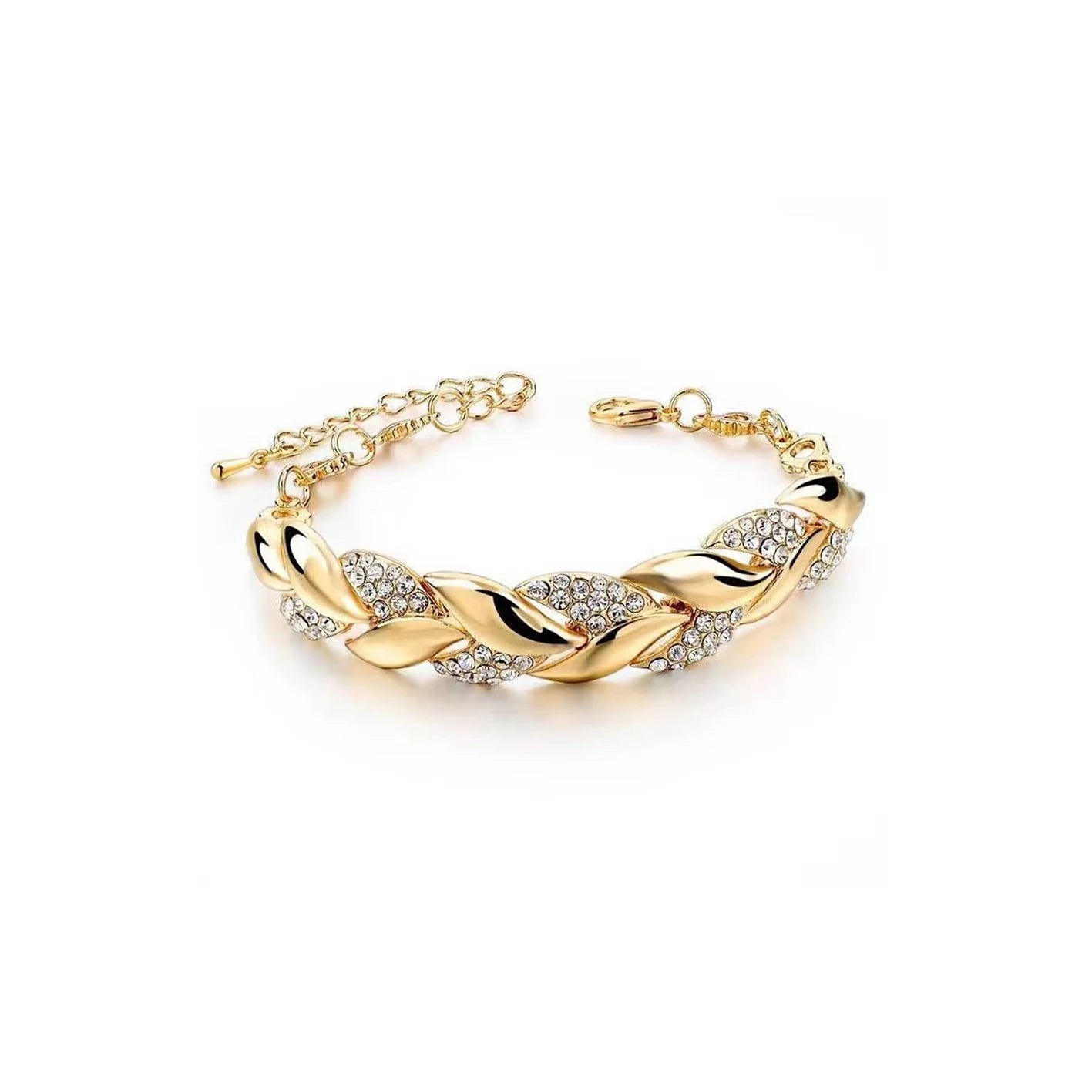 Golden Luxe Leaf Crystal Bracelet