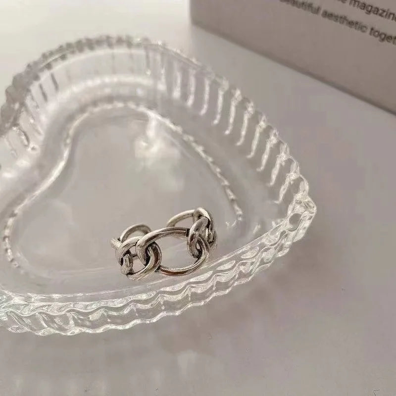 Linked Edge Silver Ring