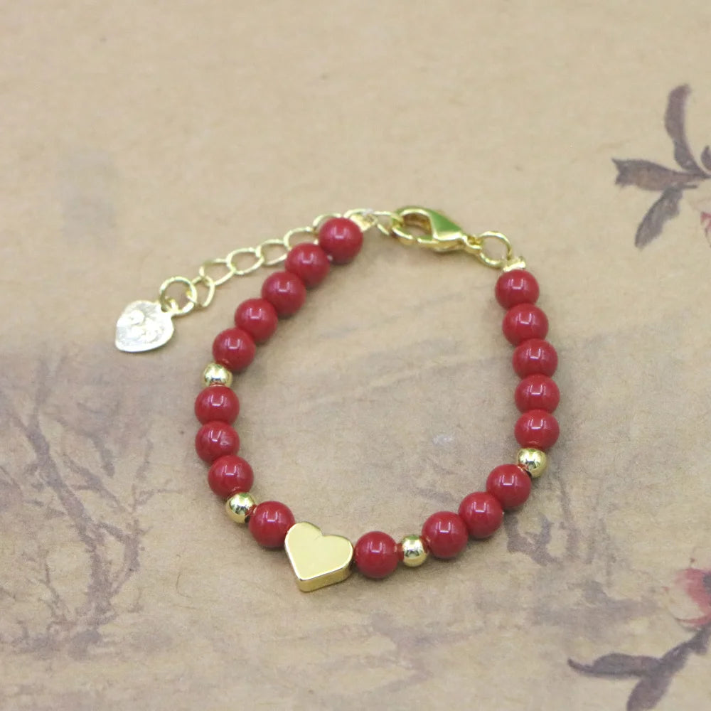Scarlet Heart Bead Bracelet