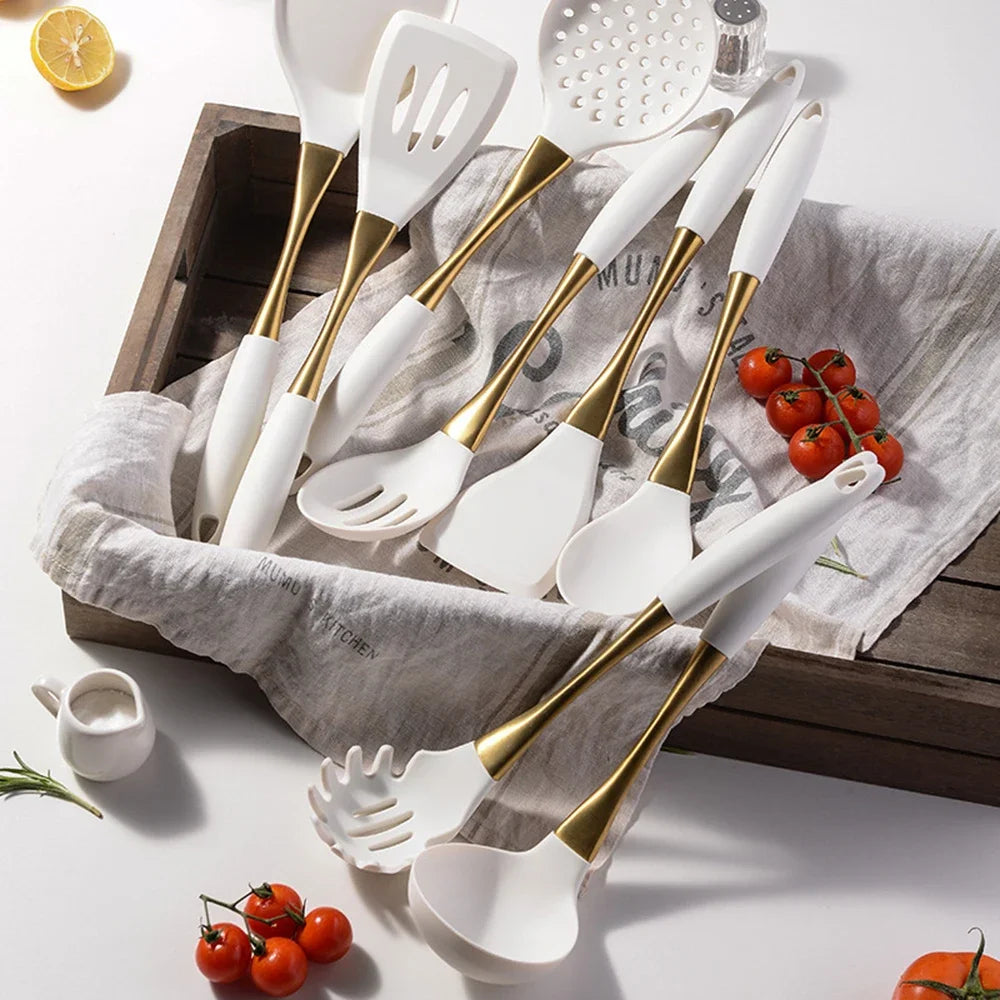 LuxeGold Silicone Kitchen Utensil Set