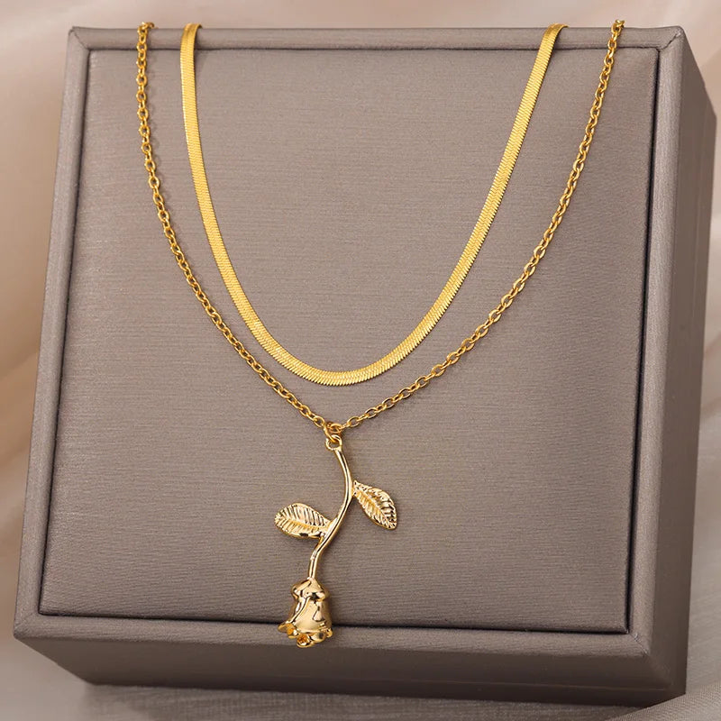 Emerald Drops Layered Necklace