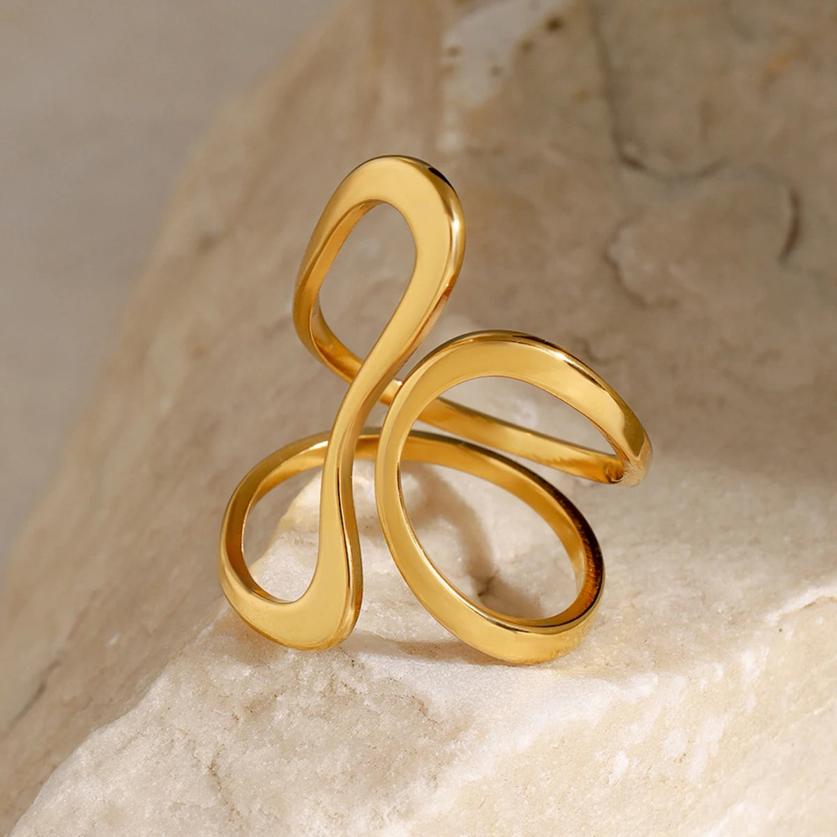 Golden Flow Adjustable Ring