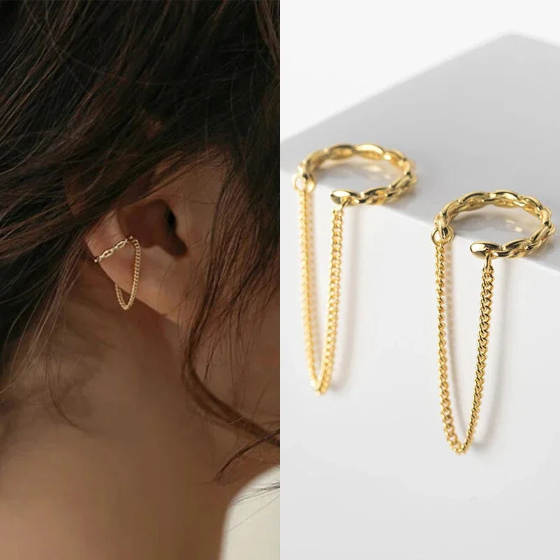 Golden ChainWave Ear Cuff