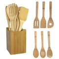 EcoBamboo Wooden Kitchen Utensil Set with Holder