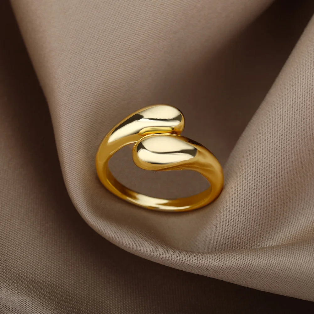 Golden Wave Adjustable Ring Collection