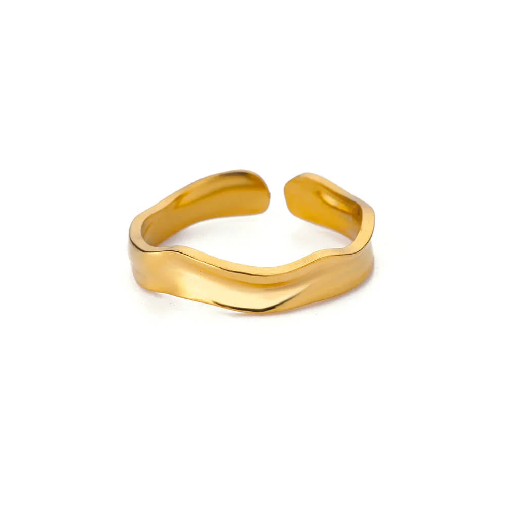 Aurora Curve Adjustable Gold Ring Collection