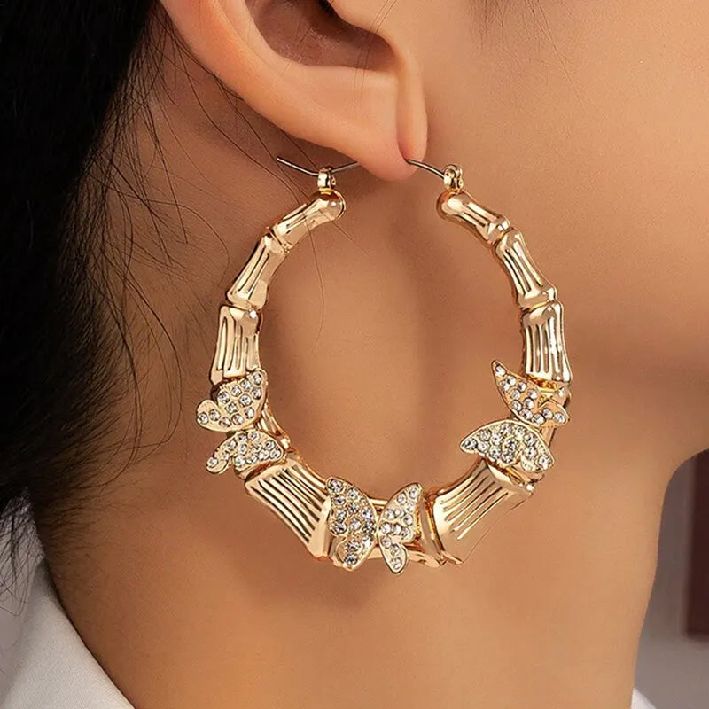 Butterfly Glam Crystal Hoop Earrings