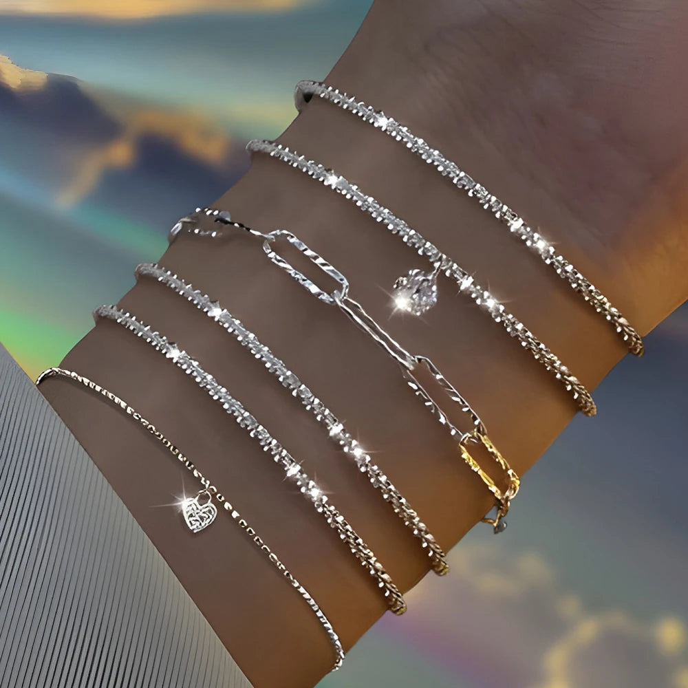 Luminous Silver Sparkle Bracelet Set