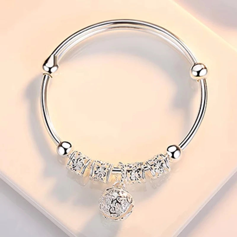 Silver Harmony Charm Bangle