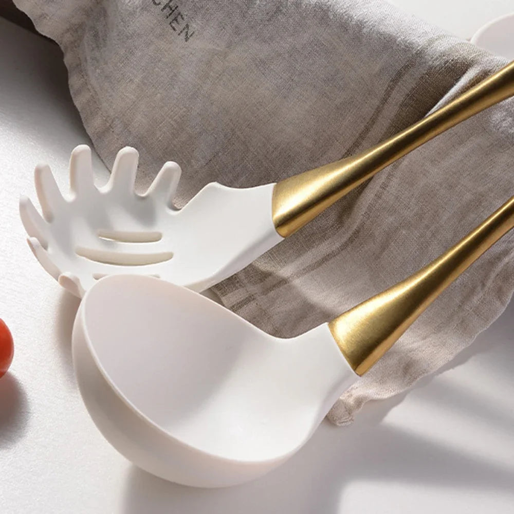 LuxeGold Silicone Kitchen Utensil Set