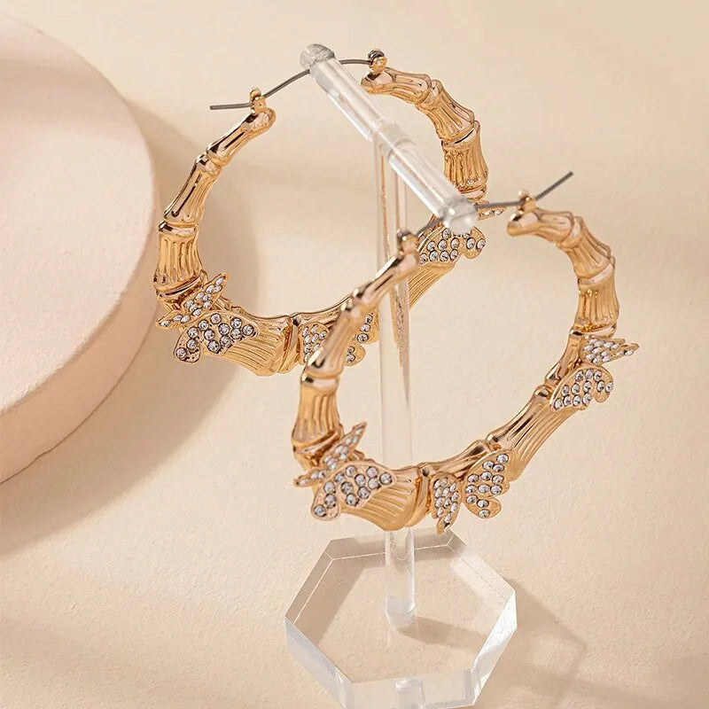 Butterfly Glam Crystal Hoop Earrings