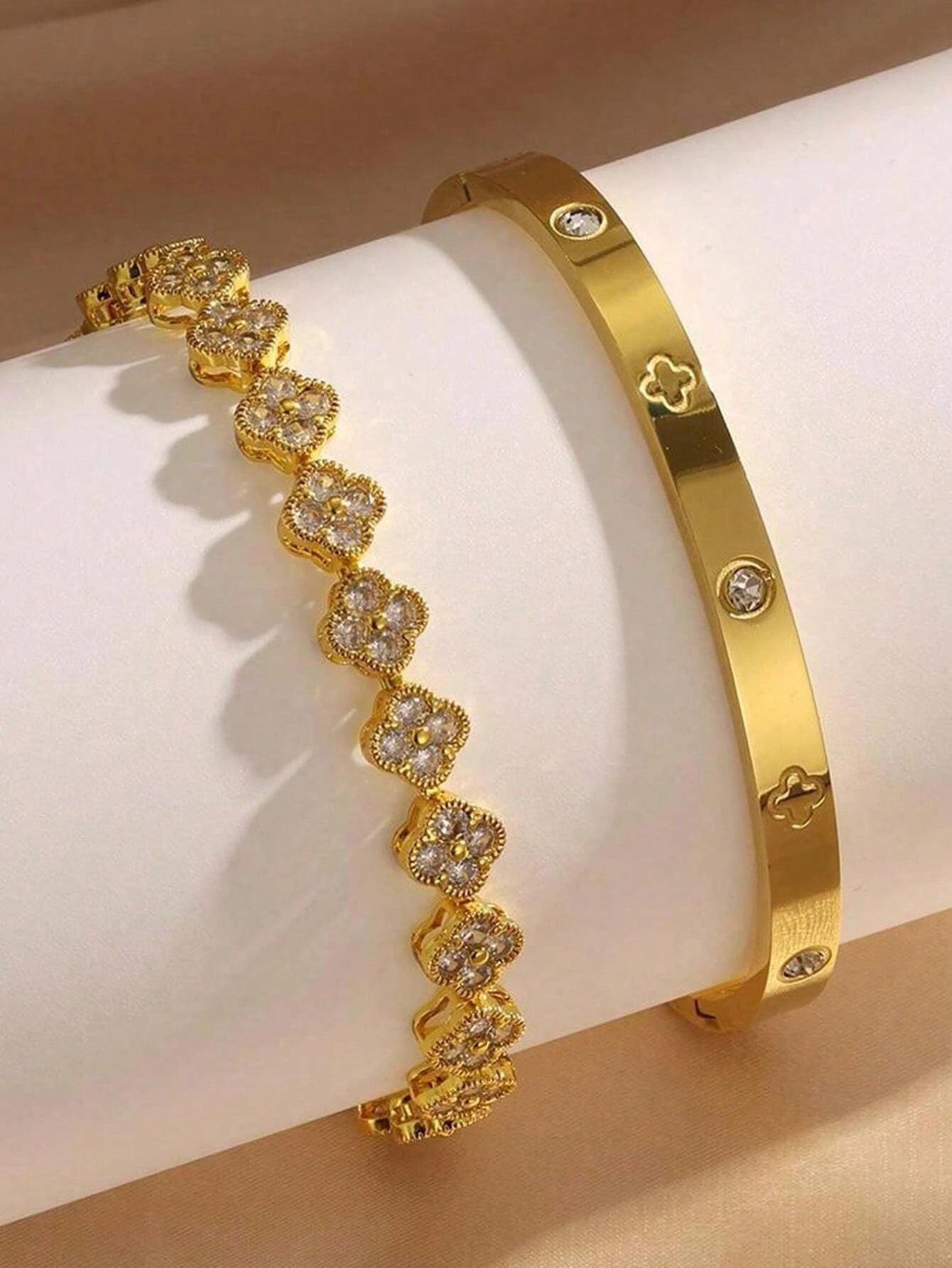 Golden Bloom Duo Bracelet Set