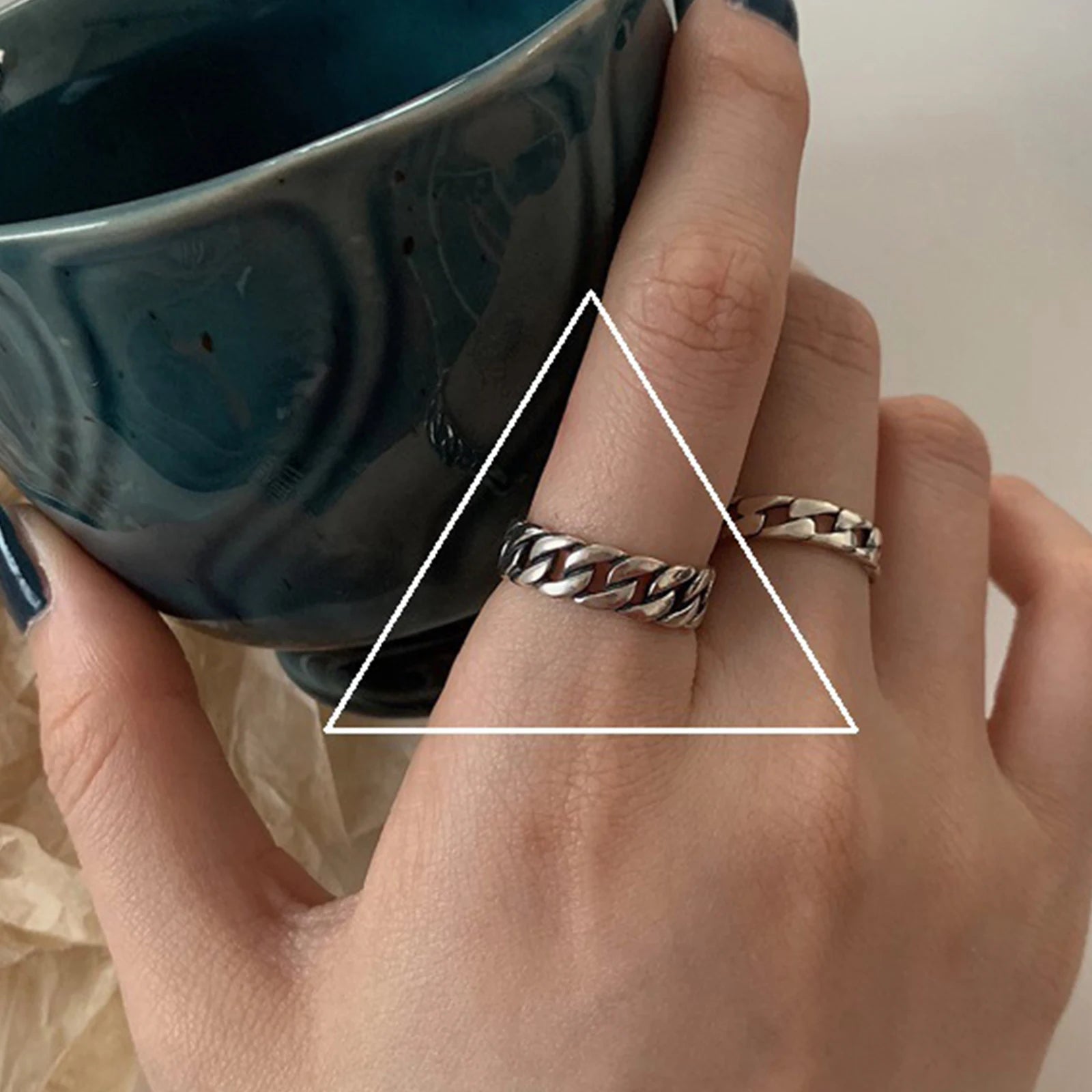 Linked Edge Silver Ring