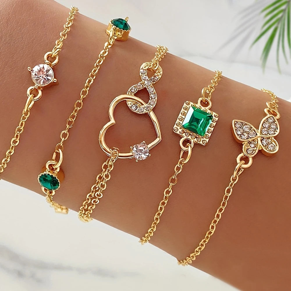 Golden Charm Bracelet Set