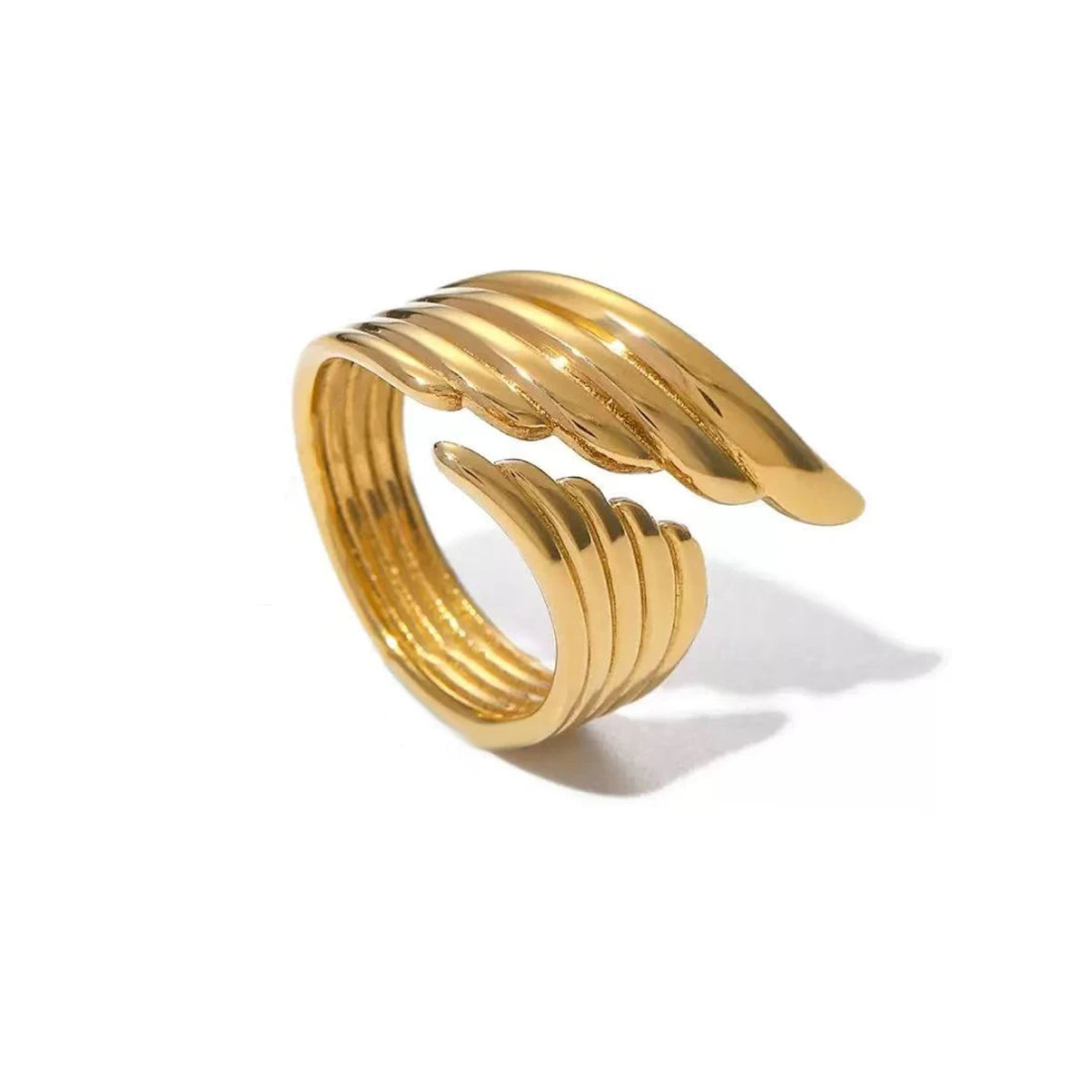Bold Axis Geometric Gold Ring
