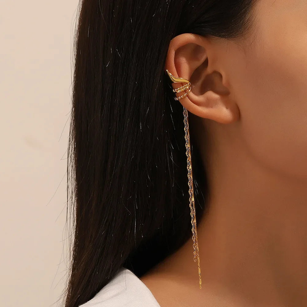 Golden ChainWave Ear Cuff