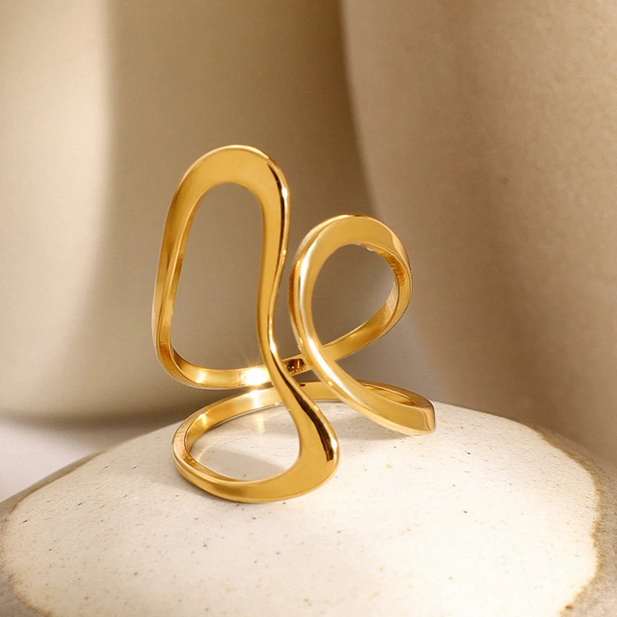 Golden Flow Adjustable Ring