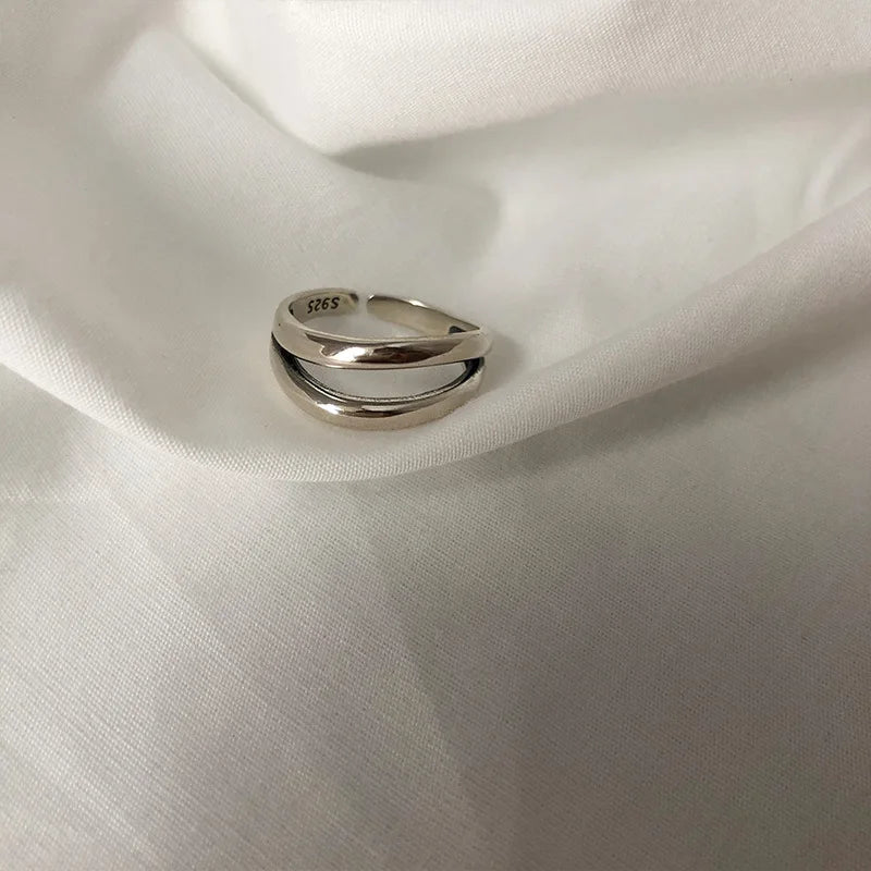 Linked Edge Silver Ring