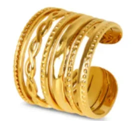 Bold Axis Geometric Gold Ring