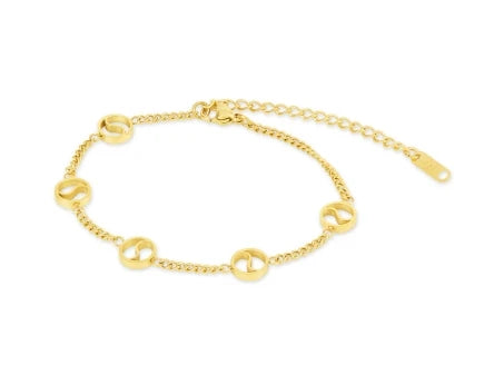 Golden Heart Charm Link Bracelet