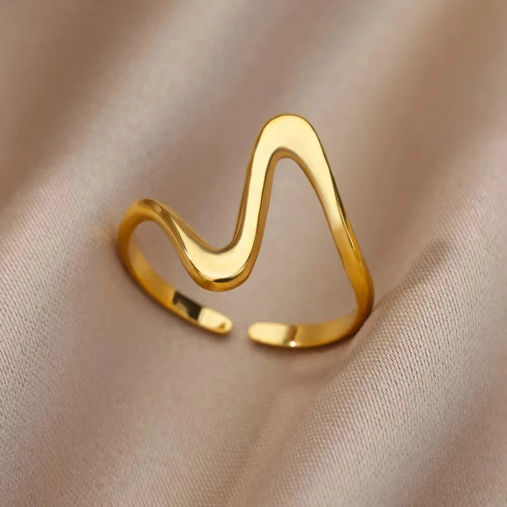 Aurora Curve Adjustable Gold Ring Collection
