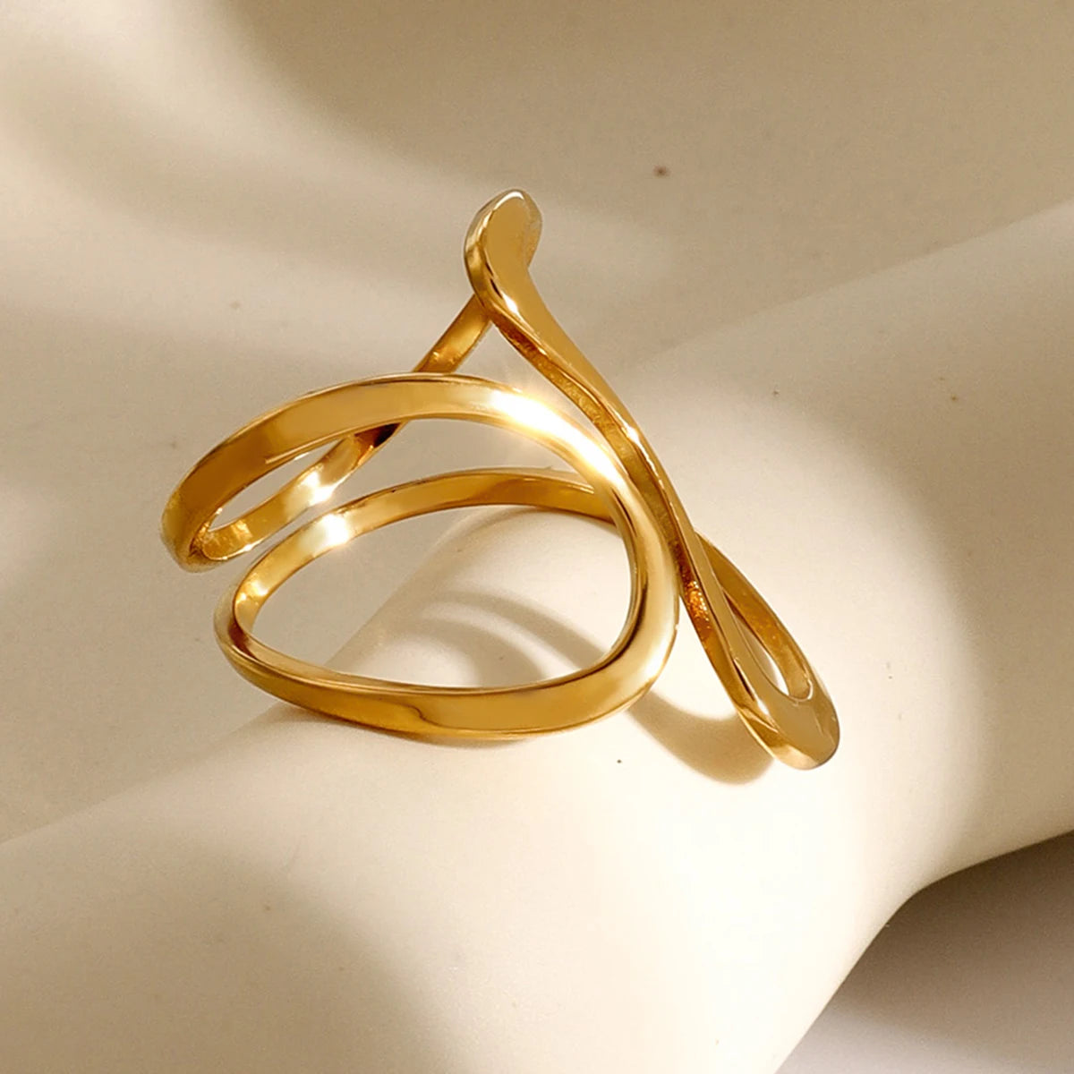Golden Flow Adjustable Ring