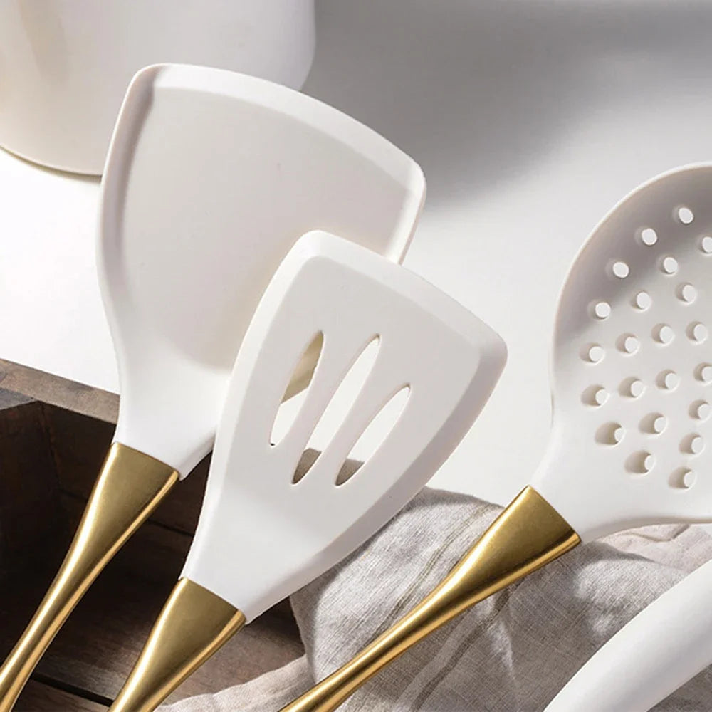 LuxeGold Silicone Kitchen Utensil Set