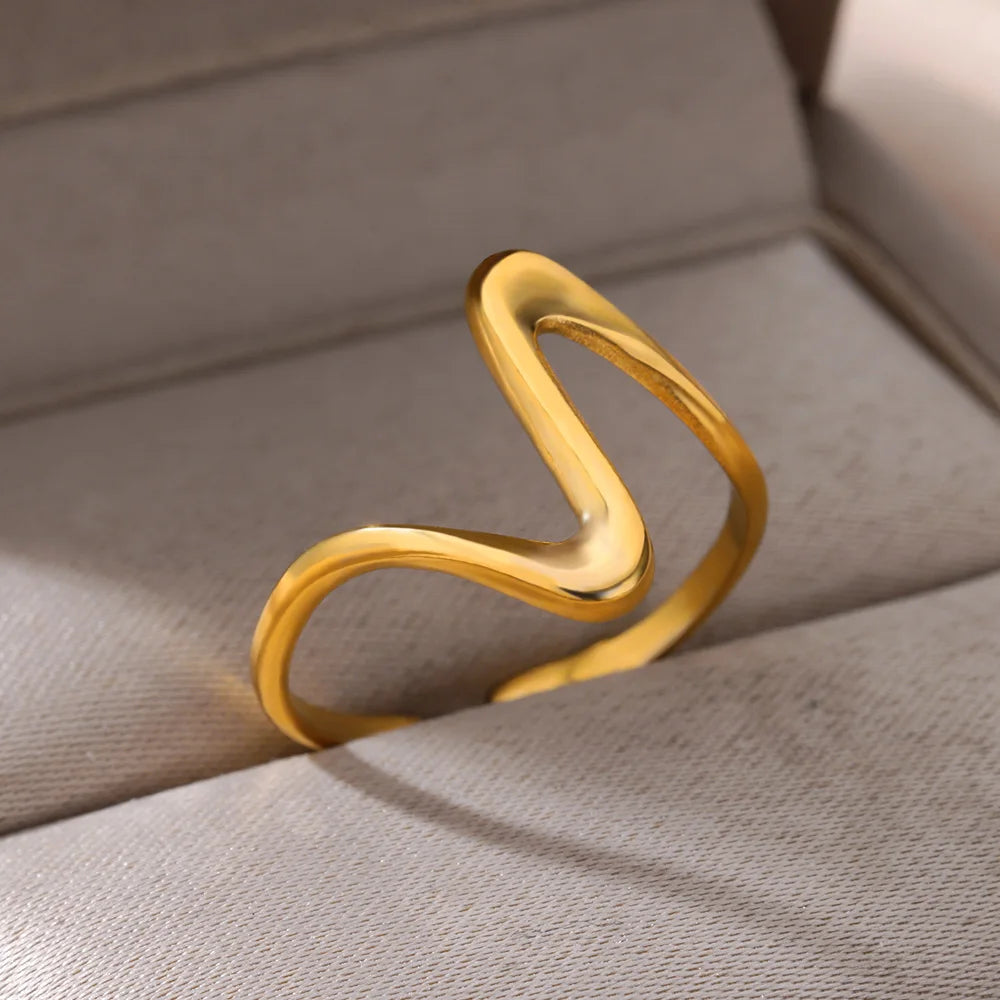 Golden Wave Adjustable Ring Collection
