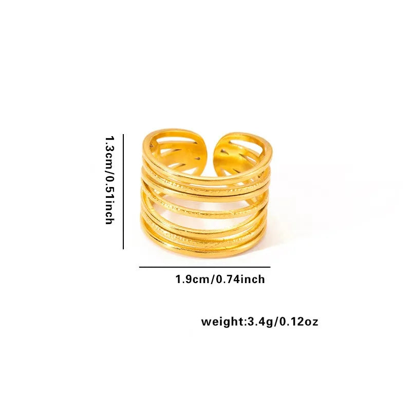 Bold Axis Geometric Gold Ring